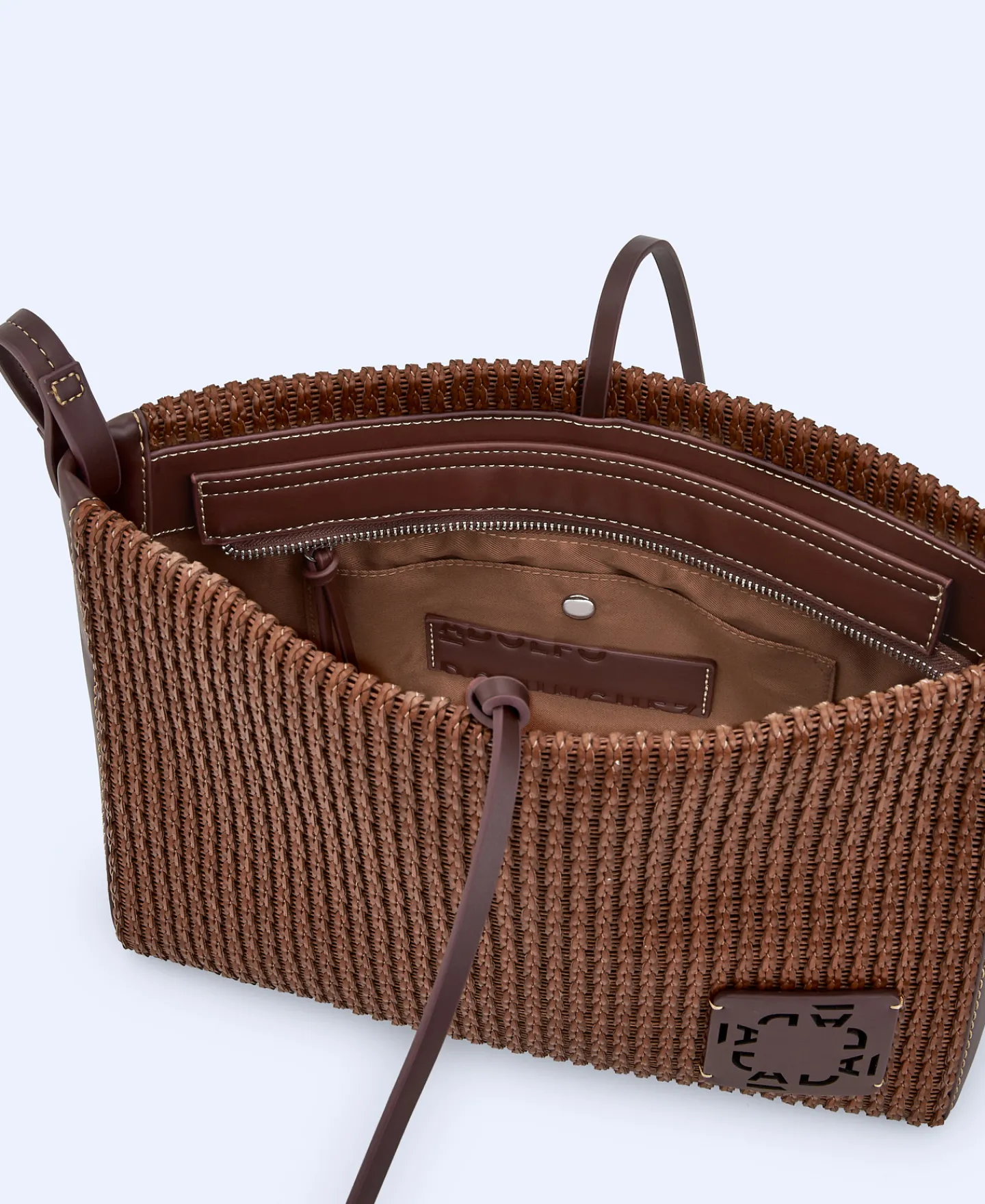 Adolfo Dominguez Bolsos>Bandolera Grande Reciclada Trenzada Chocolate