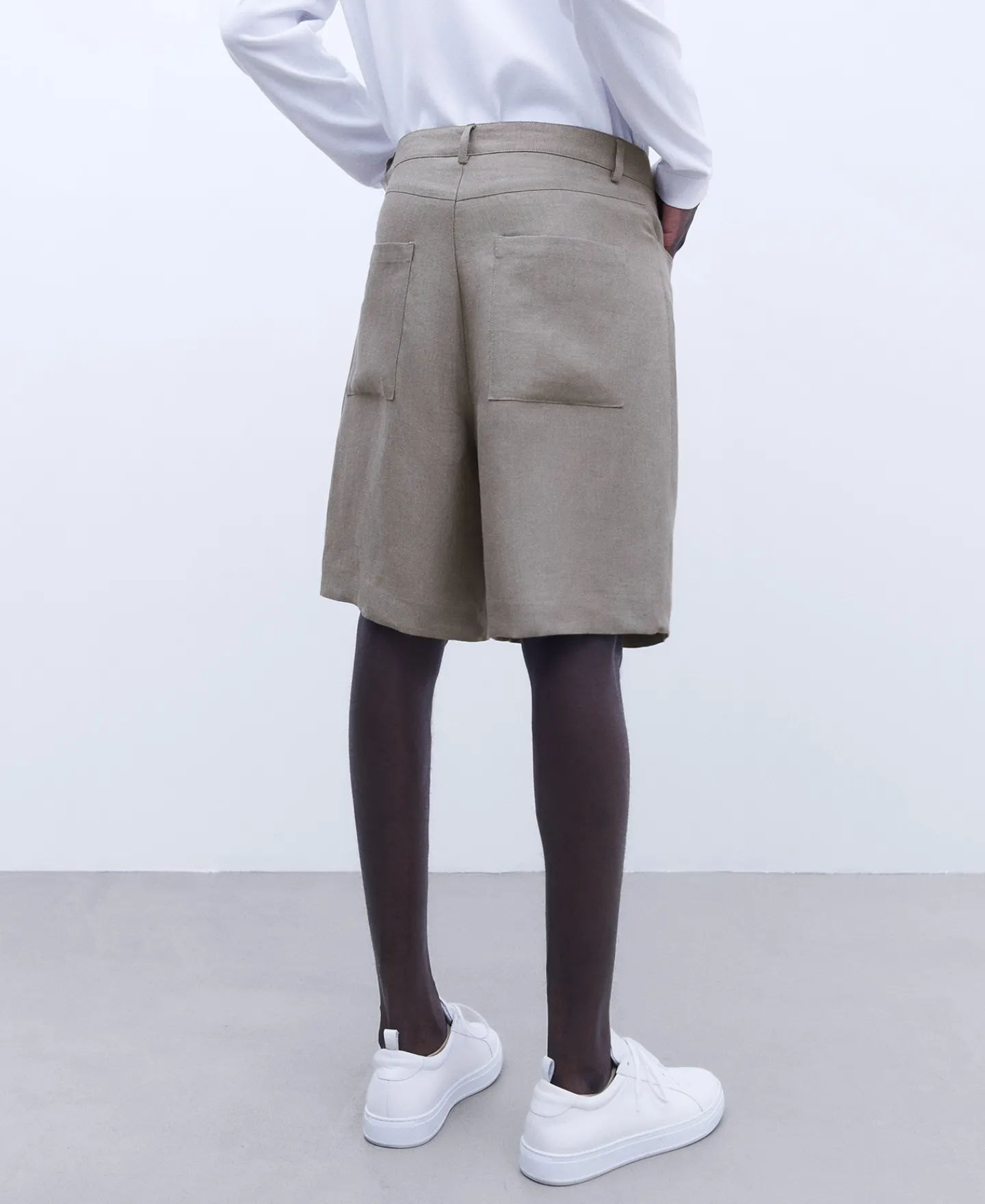 Adolfo Dominguez Pantalones>Bermuda En Lino 100% Gris/Verde