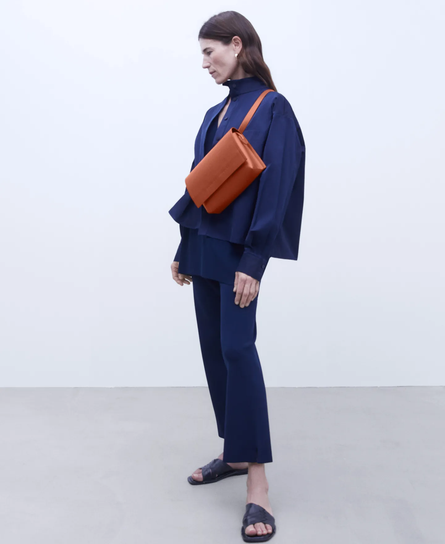 Adolfo Dominguez Bolsos>Bolso Baguette Made In Spain En Piel Teja