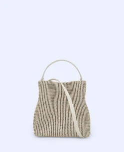 Adolfo Dominguez Bolsos>Bolso Cubo Reciclado Trenzado Mediano Gris Claro