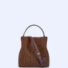 Adolfo Dominguez Bolsos>Bolso Cubo Reciclado Trenzado Mediano Chocolate