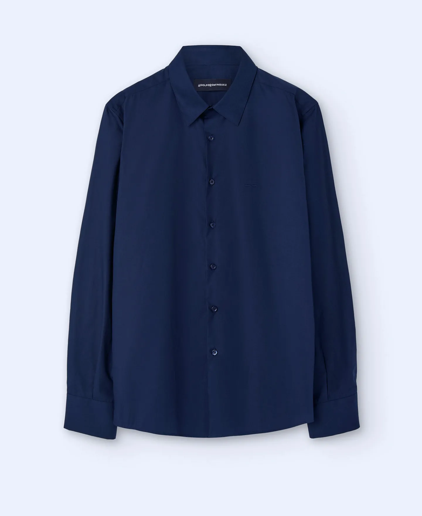 Adolfo Dominguez Camisas>Camisa Cuello Camisero En Algodon Azul Marino