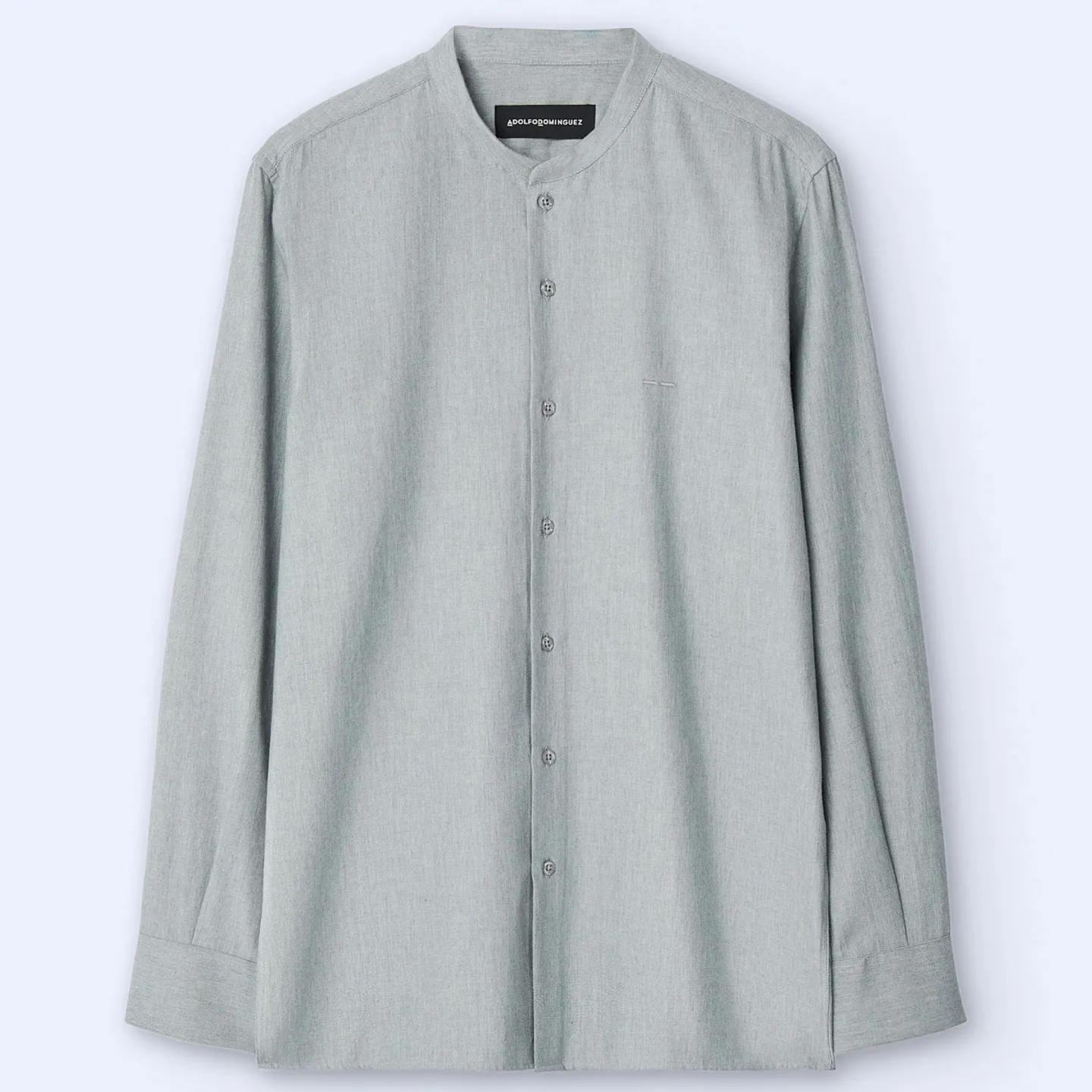 Adolfo Dominguez Camisas>Camisa Cuello Mao En Algodon Gris Claro