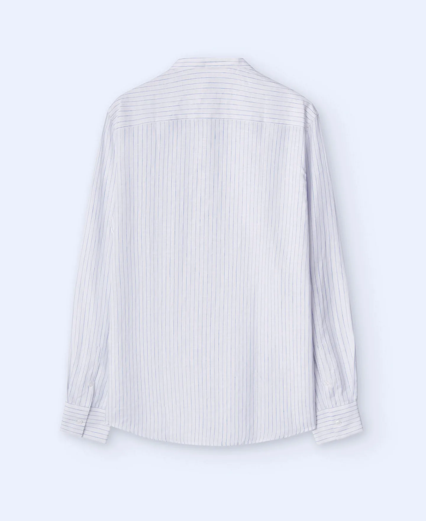 Adolfo Dominguez Camisas>Camisa Cuello Mao En Lino Europeo Rayas Blanco/Azul