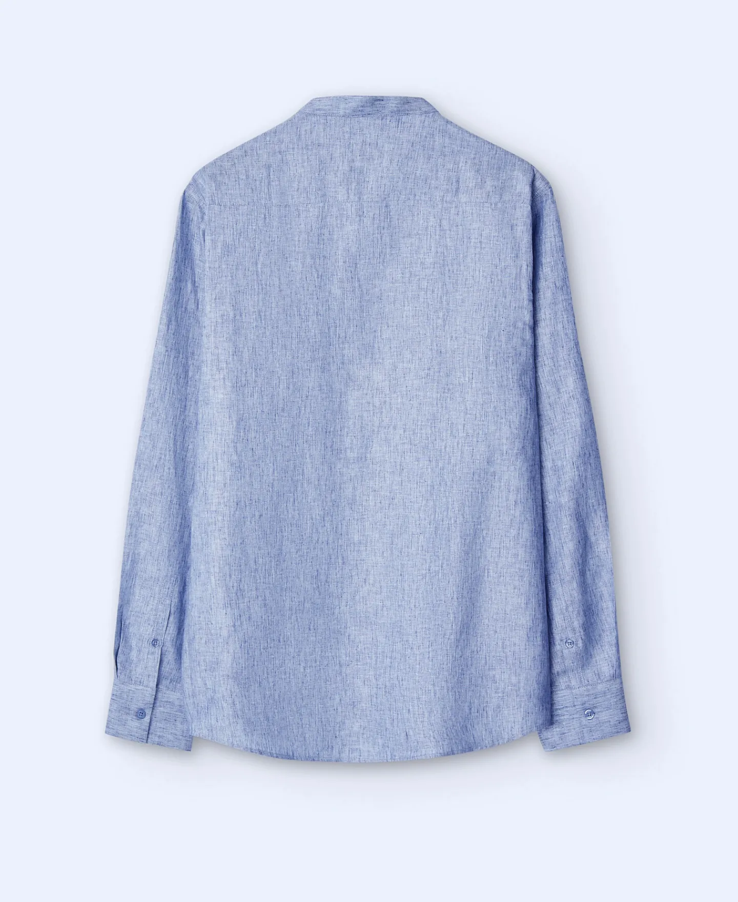 Adolfo Dominguez Camisas>Camisa Cuello Mao En Lyocell Y Lino Azul