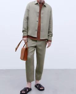 Adolfo Dominguez Camisas>Camisa Cuello Solapa En Lino Europeo Terracota
