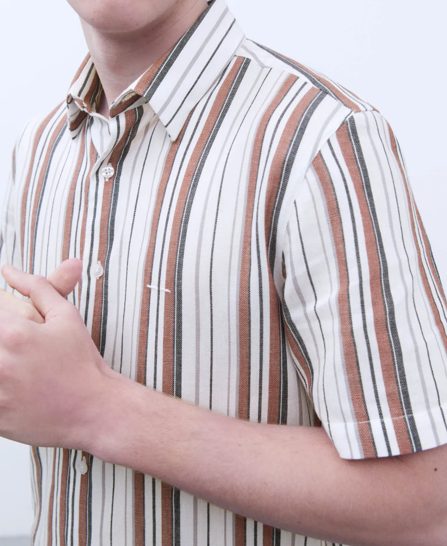 Adolfo Dominguez Camisas>Camisa Manga Corta Rayas Rayas Blanco/Rojo