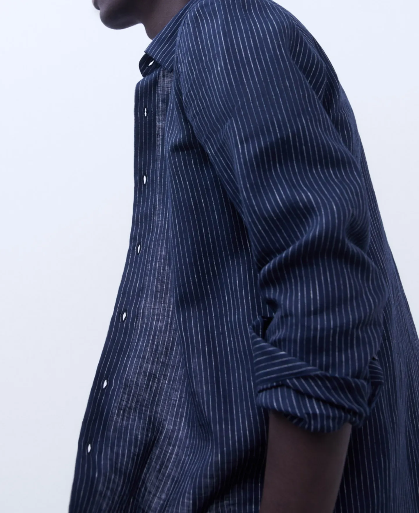 Adolfo Dominguez Camisas>Camisa Rayas En Lino Responsable Europeo Azul Rayas