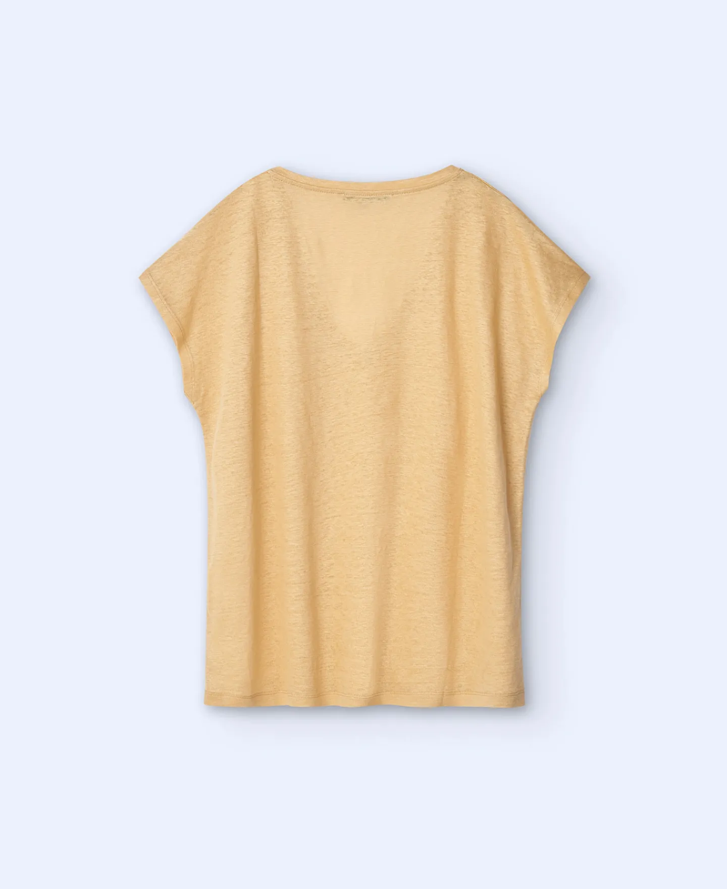 Adolfo Dominguez Camisetas>Camiseta En Lino Con Cuello Pico Amarillo Claro