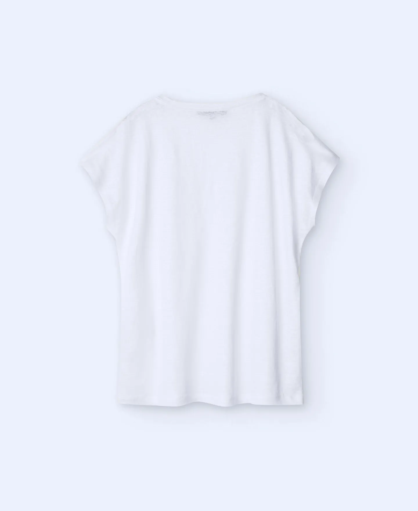 Adolfo Dominguez Camisetas>Camiseta En Lino Con Cuello Pico Blanco Natural