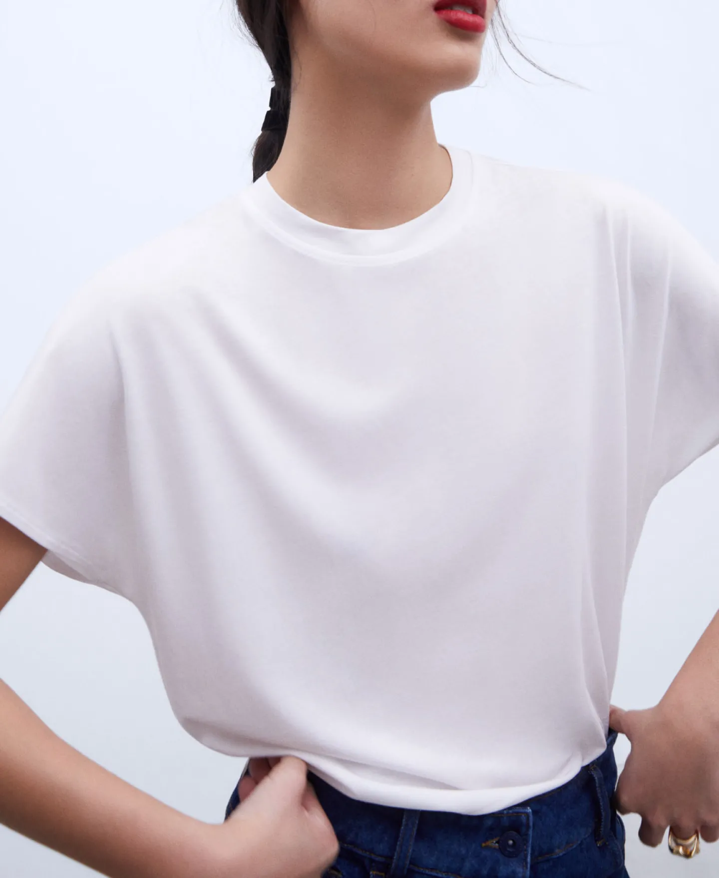 Adolfo Dominguez Camisetas>Camiseta En Lyocell Y Algodon Blanco