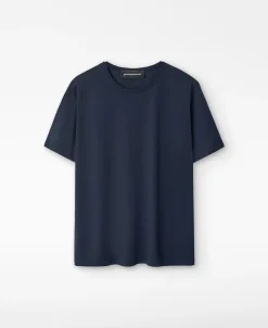 Adolfo Dominguez Camisetas Y Polos>Camiseta En Lyocell Y Algodon Azul Marino