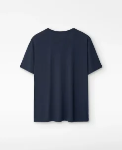Adolfo Dominguez Camisetas Y Polos>Camiseta En Lyocell Y Algodon Azul Marino