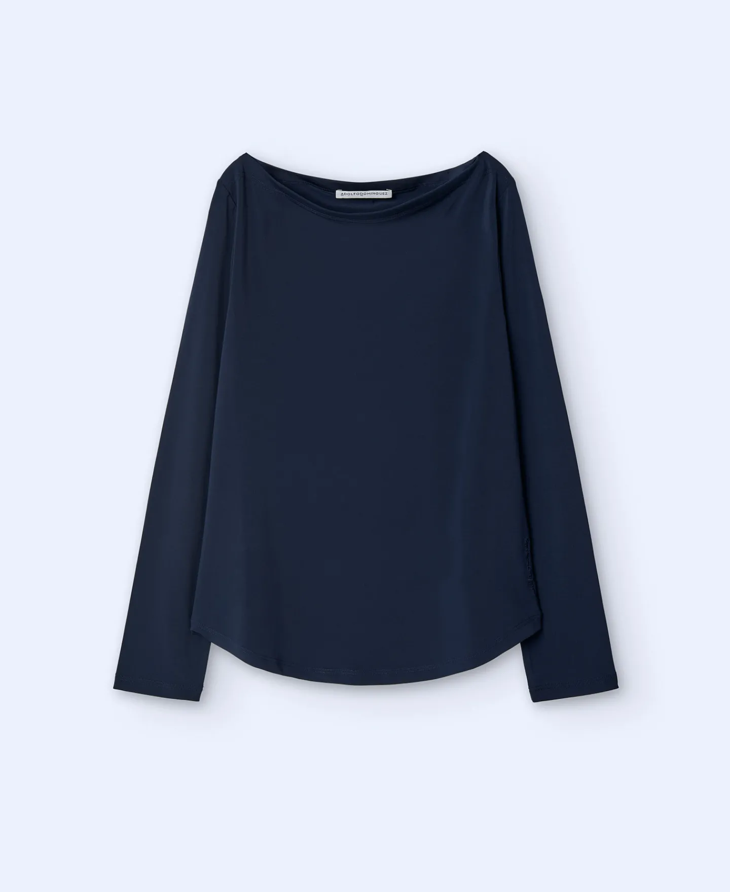 Adolfo Dominguez Camisetas>Camiseta Manga Larga Escote Barco Azul Marino