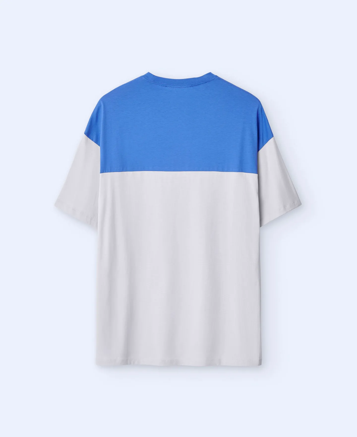 Adolfo Dominguez Camisetas Y Polos>Camiseta Oversize En Algodon Bicolor Azul Matisse