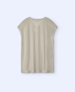 Adolfo Dominguez Camisetas>Camiseta Sin Mangas En Lino Arena