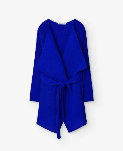 Adolfo Dominguez Abrigos Y Chaquetas>Chaqueta Maxi Solapa En Crinkle Azul Klein