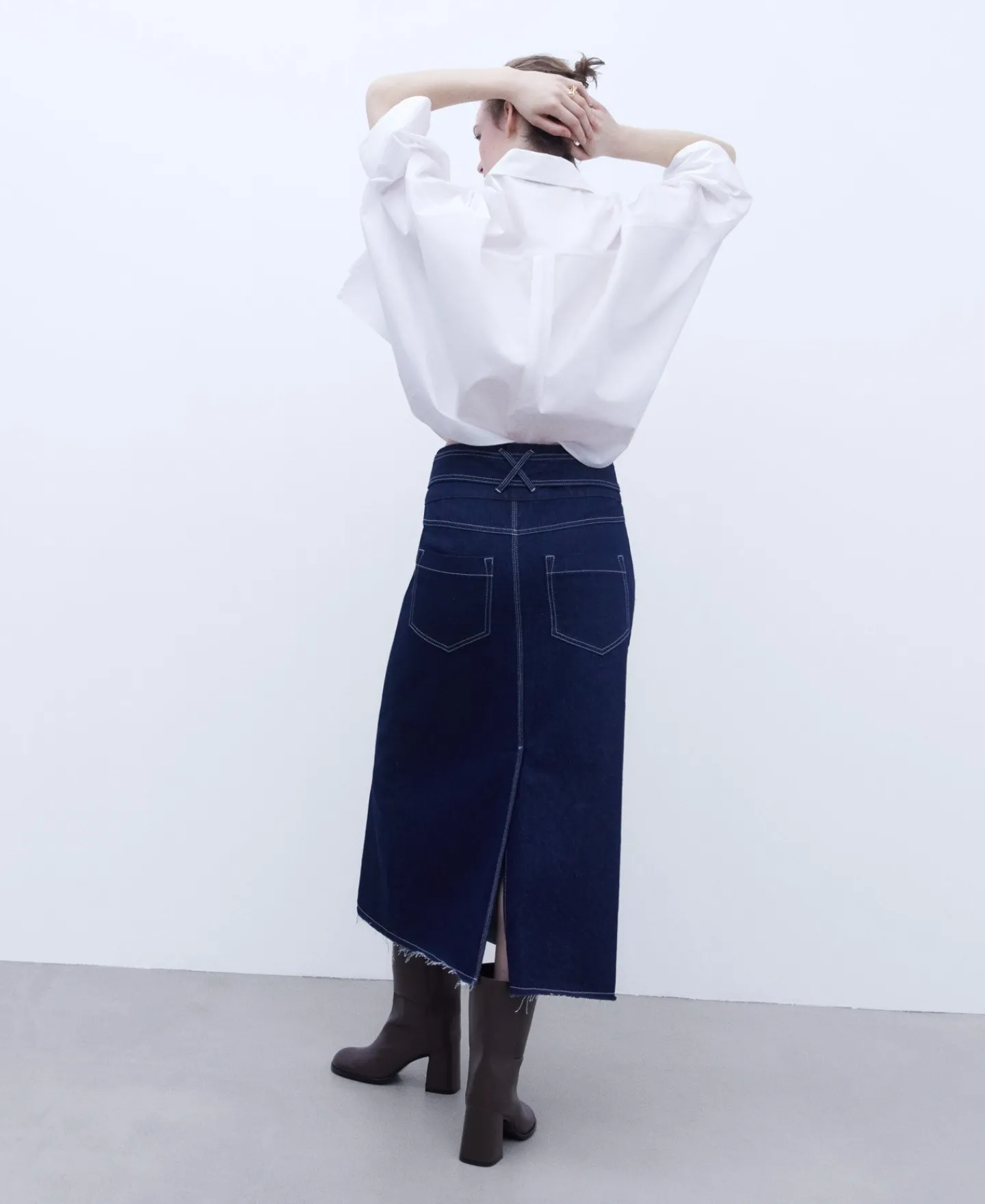 Adolfo Dominguez Faldas>Falda Denim Midi Azul Denim