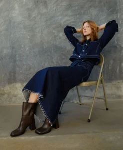 Adolfo Dominguez Faldas>Falda Denim Midi Azul Denim