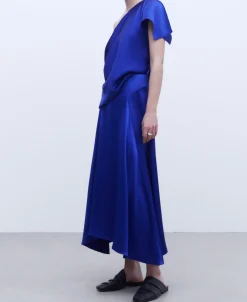 Adolfo Dominguez Faldas>Falda Midi Con Godet Azul