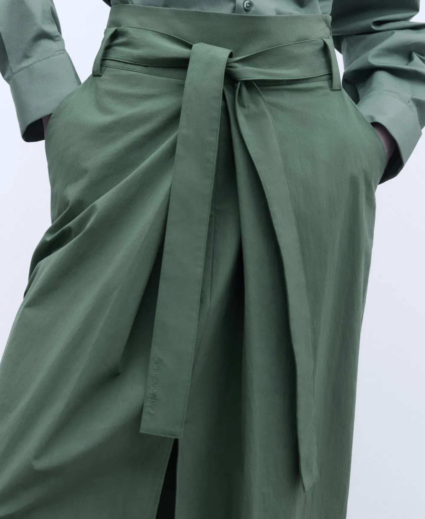 Adolfo Dominguez Faldas>Falda Midi En Algodon Y Nailon Verde