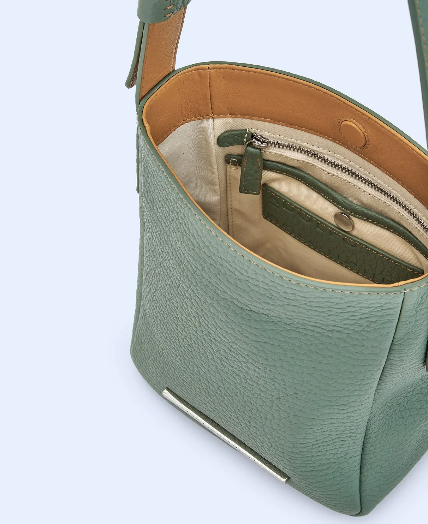 Adolfo Dominguez Bolsos>Mini Hobo En Piel Responsable Verde Agua Marina