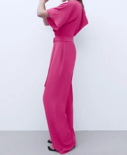 Adolfo Dominguez Vestidos Y Monos>Mono Asimetrico Espalda Drapeada Fucsia