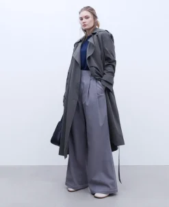 Adolfo Dominguez Pantalones>Pantalon Ancho En Tejido De Algodon Gris