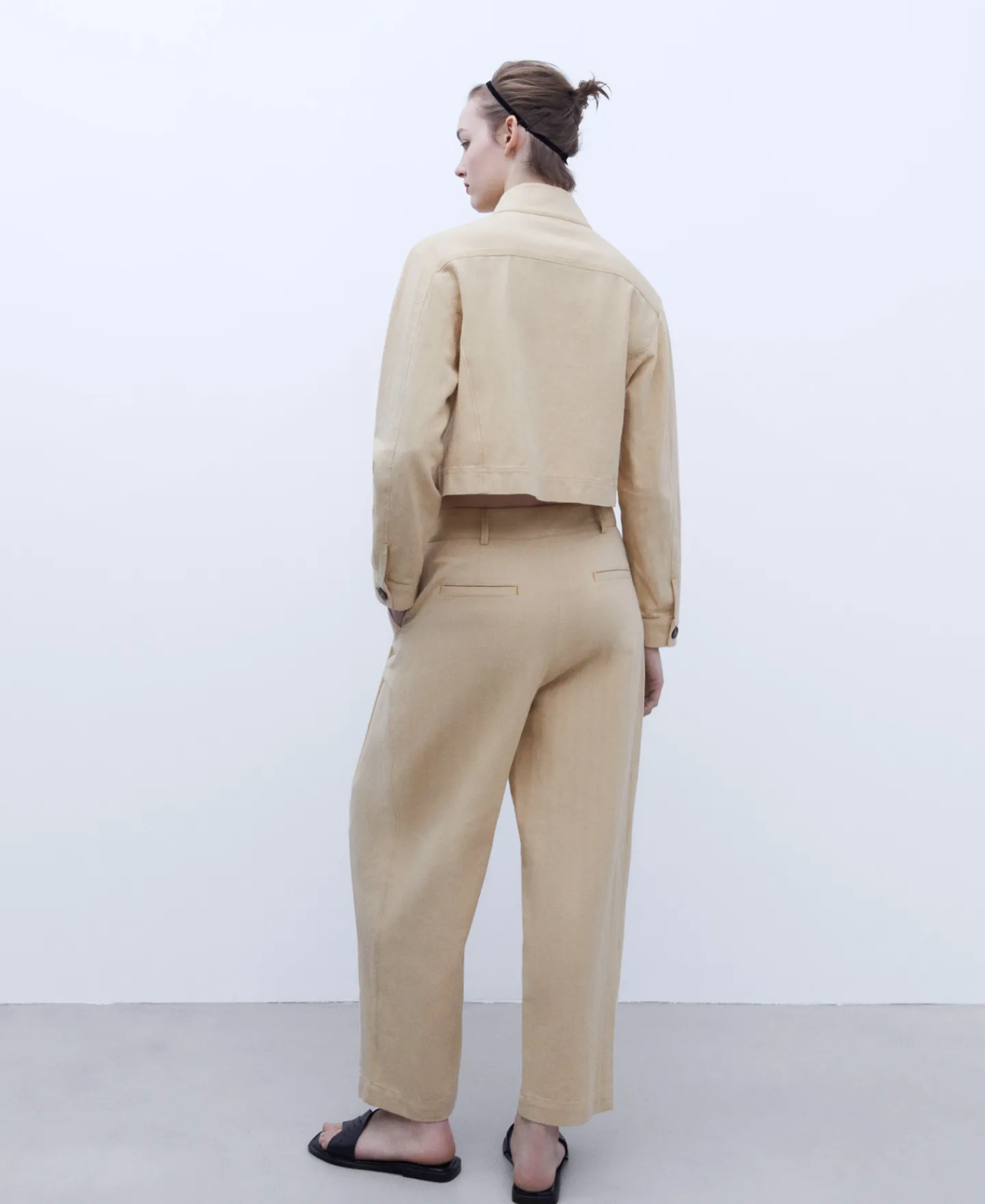 Adolfo Dominguez Pantalones>Pantalon Banana En Lino Y Algodon Amarillo Claro