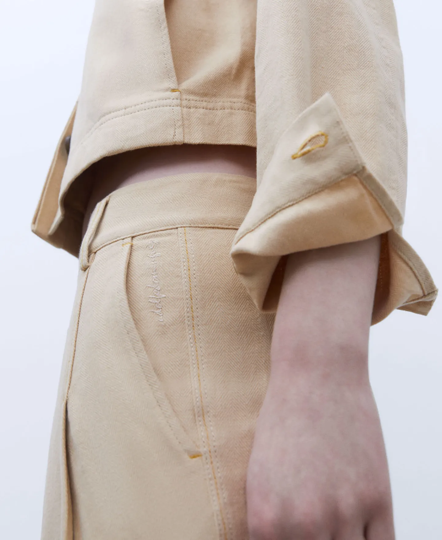 Adolfo Dominguez Pantalones>Pantalon Banana En Lino Y Algodon Amarillo Claro