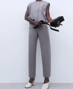 Adolfo Dominguez Pantalones>Pantalon Carrot Fit Gris