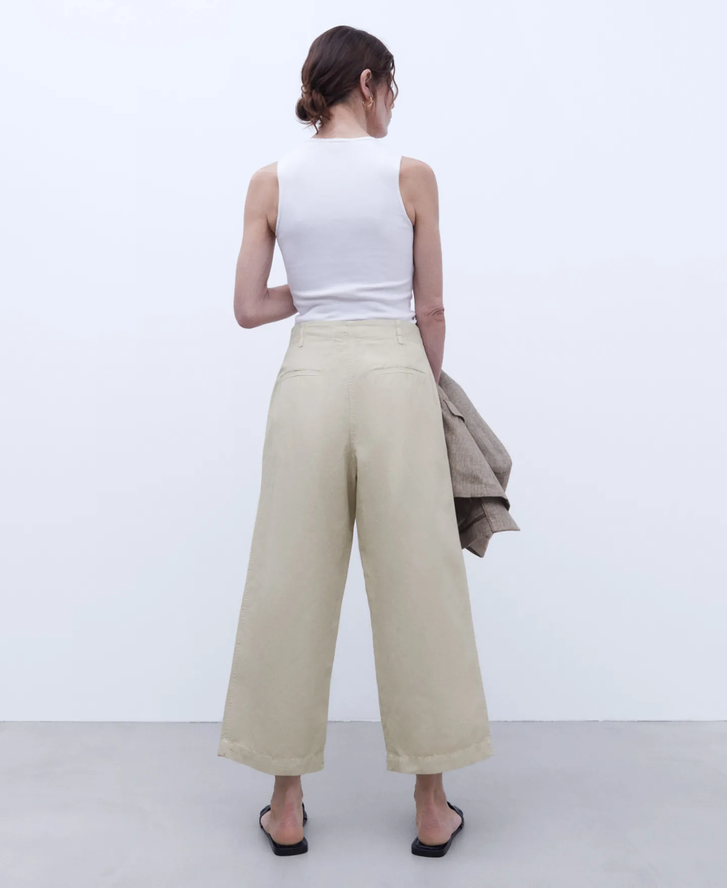 Adolfo Dominguez Pantalones>Pantalon Chino Ancho En Lino Y Algodon Arena Melange