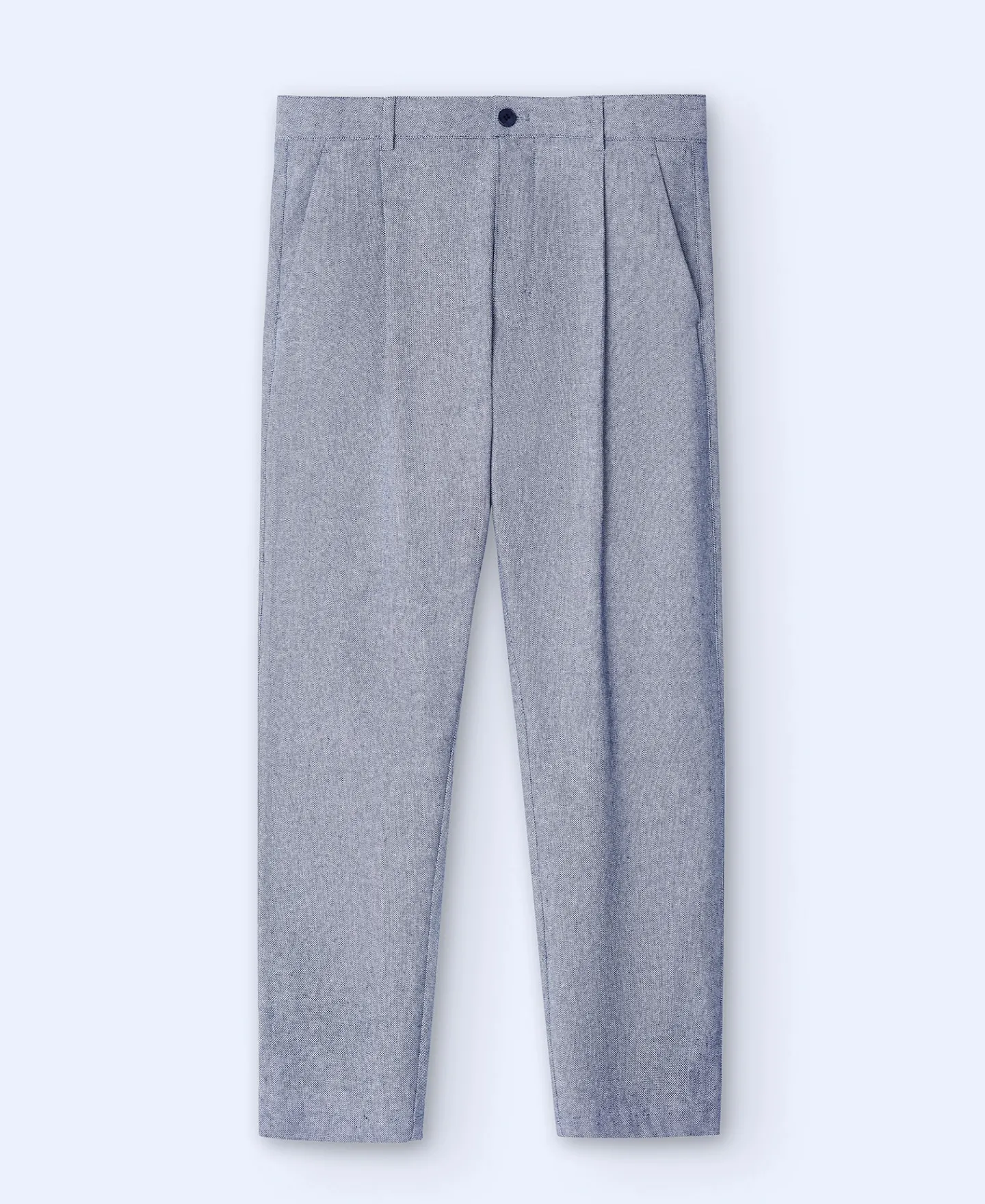 Adolfo Dominguez Pantalones>Pantalon Chino En Algodon Y Lino Marino Blanco