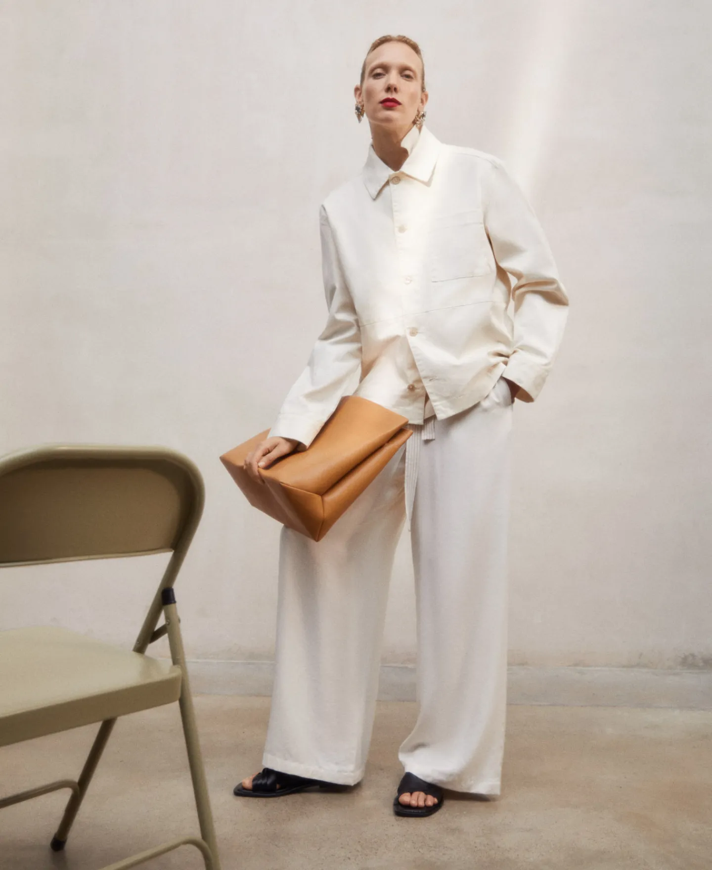 Adolfo Dominguez Pantalones>Pantalon De Corte Recto Crema