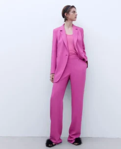 Adolfo Dominguez Pantalones>Pantalon De Pinzas Monocolor Rosa