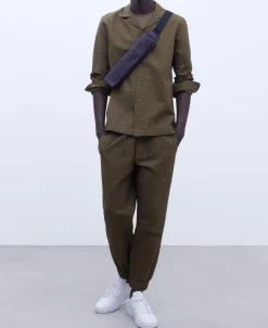 Adolfo Dominguez Pantalones>Pantalon Jogger En Algodon Caqui