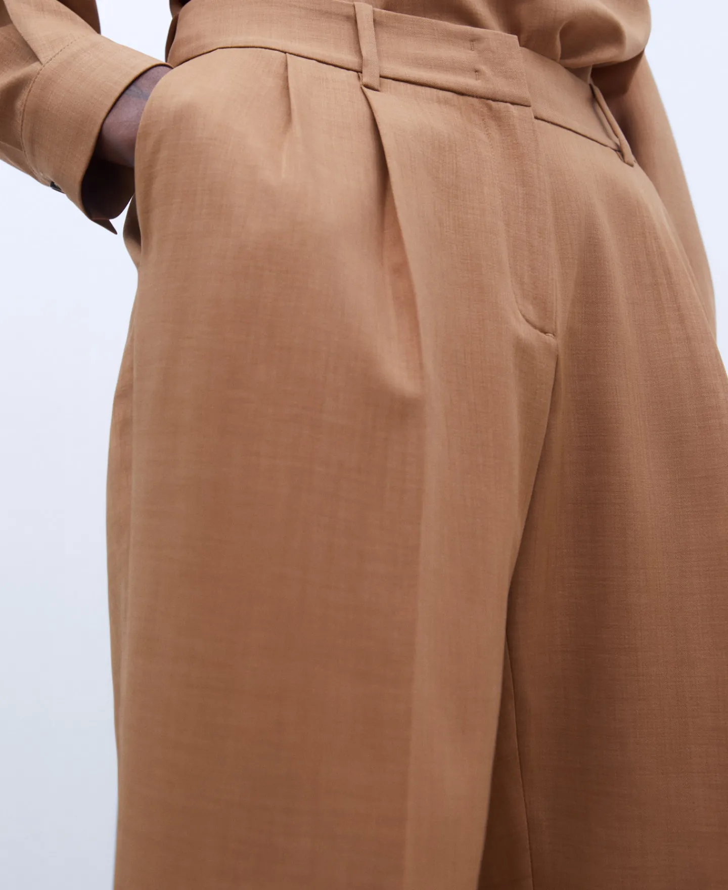 Adolfo Dominguez Pantalones>Pantalon Recto Con Pinzas Camel