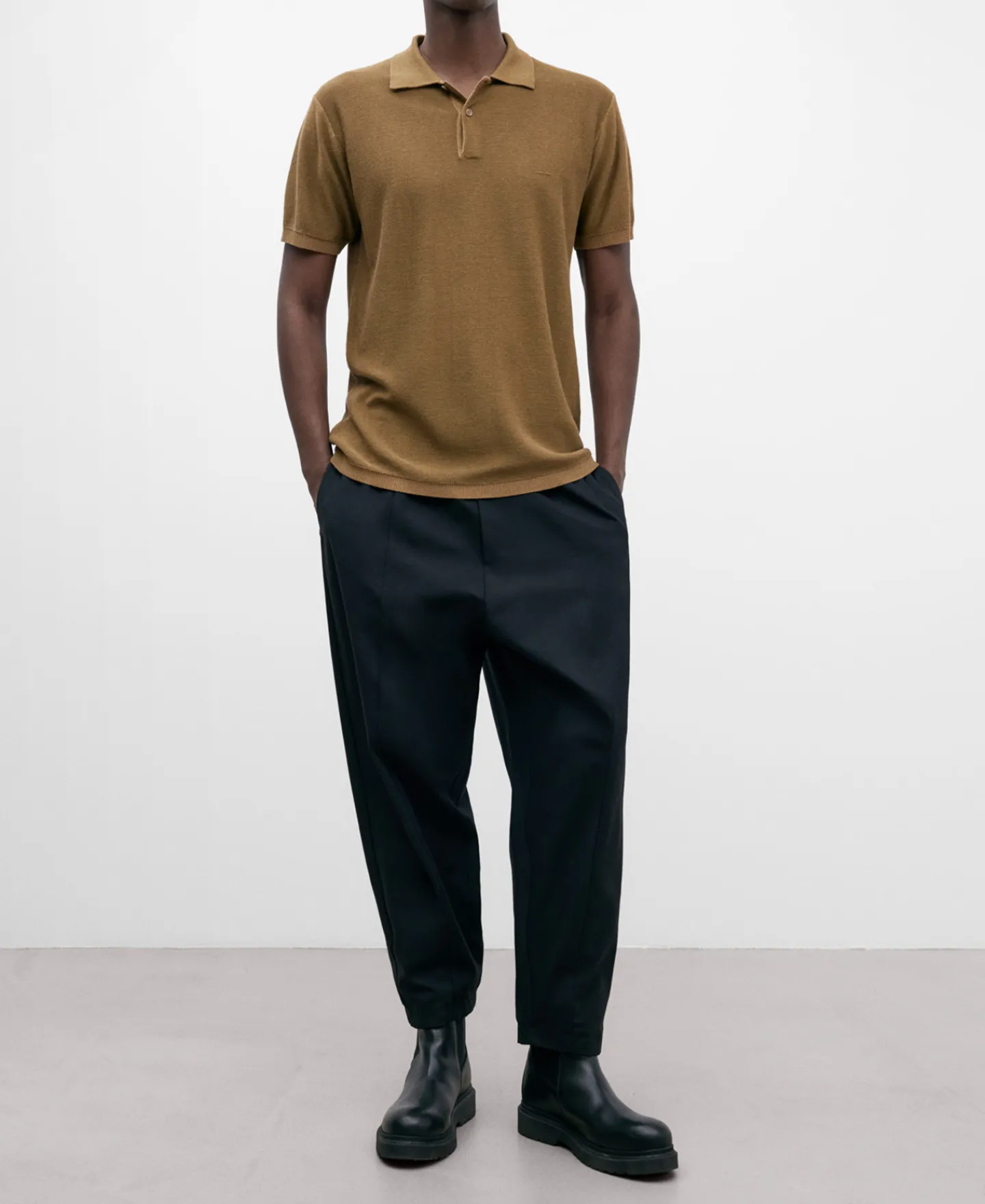 Adolfo Dominguez Camisetas Y Polos>Polo Regular Fit En Algodon Y Viscosa Marron