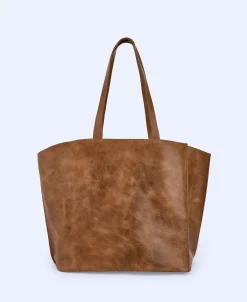 Adolfo Dominguez Bolsos>Shopper Grande En Piel Craquelada Cuero