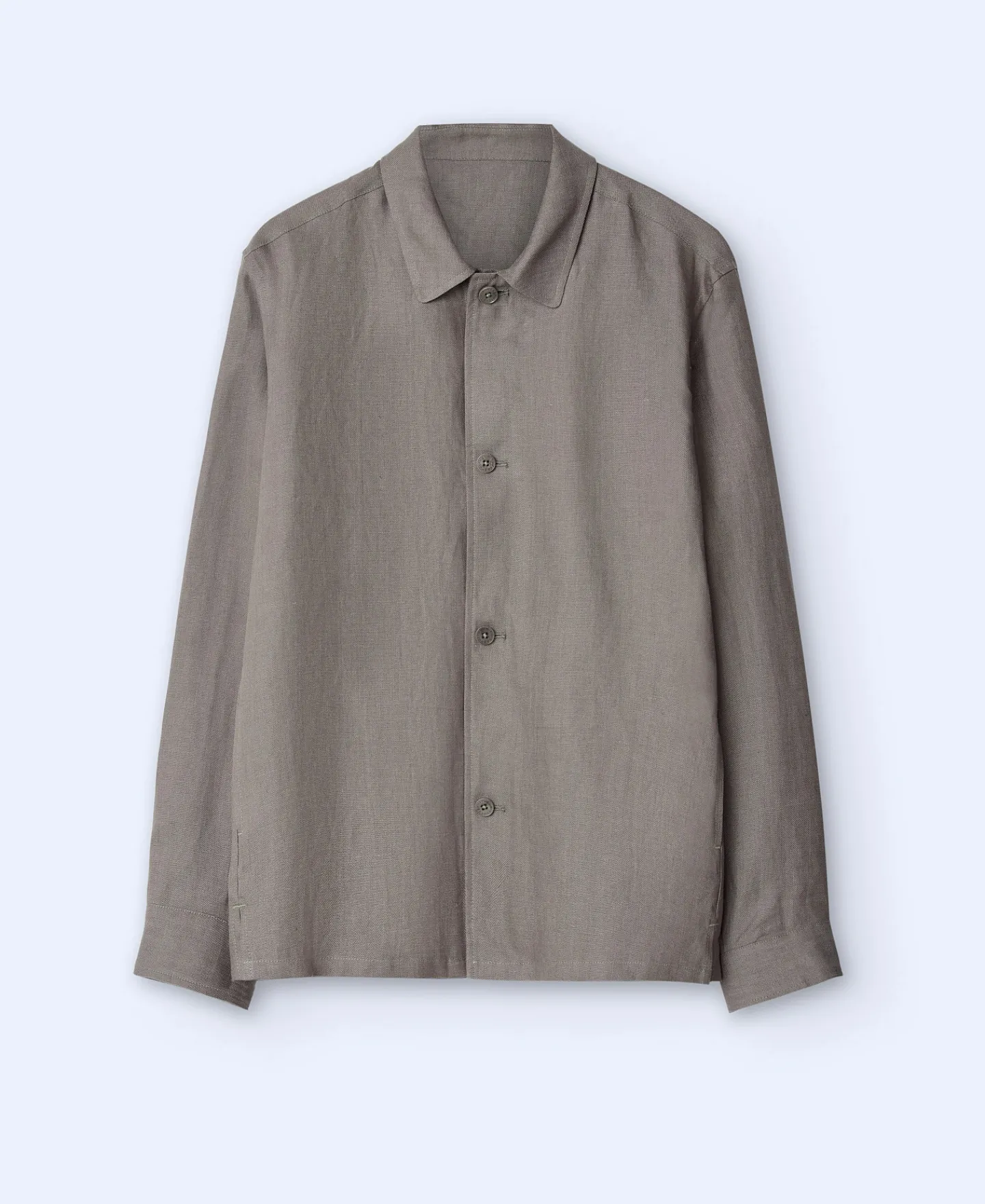 Adolfo Dominguez Abrigos Y Chaquetas>Sobrecamisa En Lino Europeo Gris/Verde