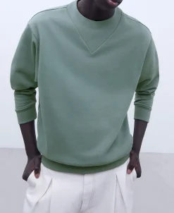 Adolfo Dominguez Sudaderas>Sudadera En Algodon Verde Gris