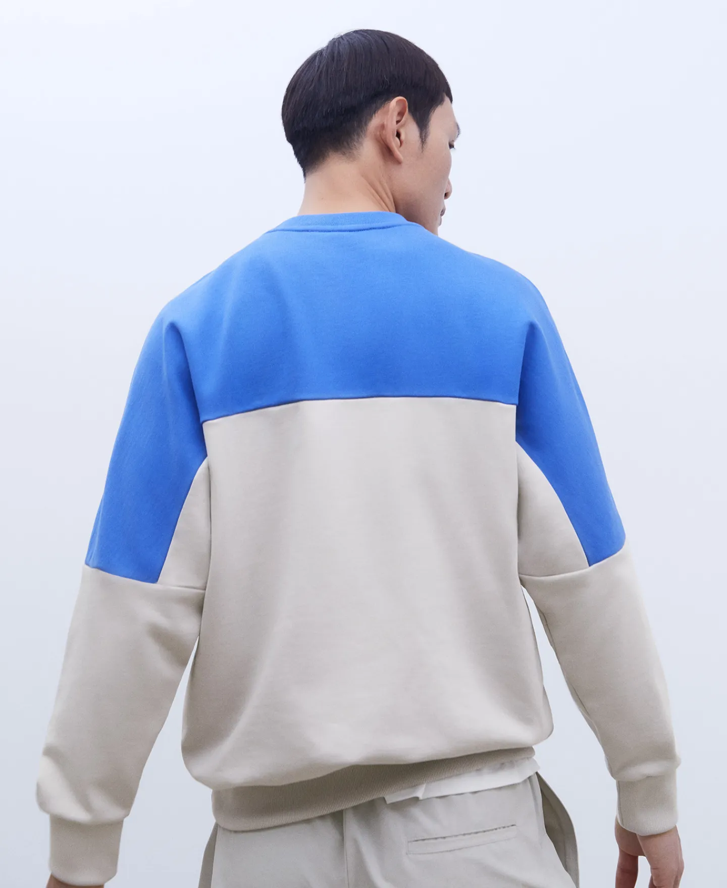 Adolfo Dominguez Sudaderas>Sudadera Oversize En Algodon Bicolor Azul/Gris