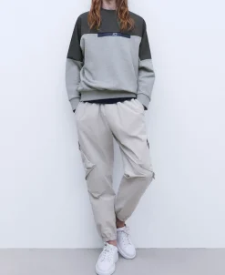 Adolfo Dominguez Sudaderas>Sudadera Oversize En Algodon Bicolor Gris Melange