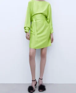 Adolfo Dominguez Vestidos Y Monos>Vestido Asimetrico Corto Verde Pistacho