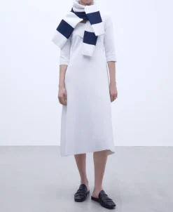 Adolfo Dominguez Vestidos Y Monos>Vestido Con Escote Cruzado Asimetrico Blanco