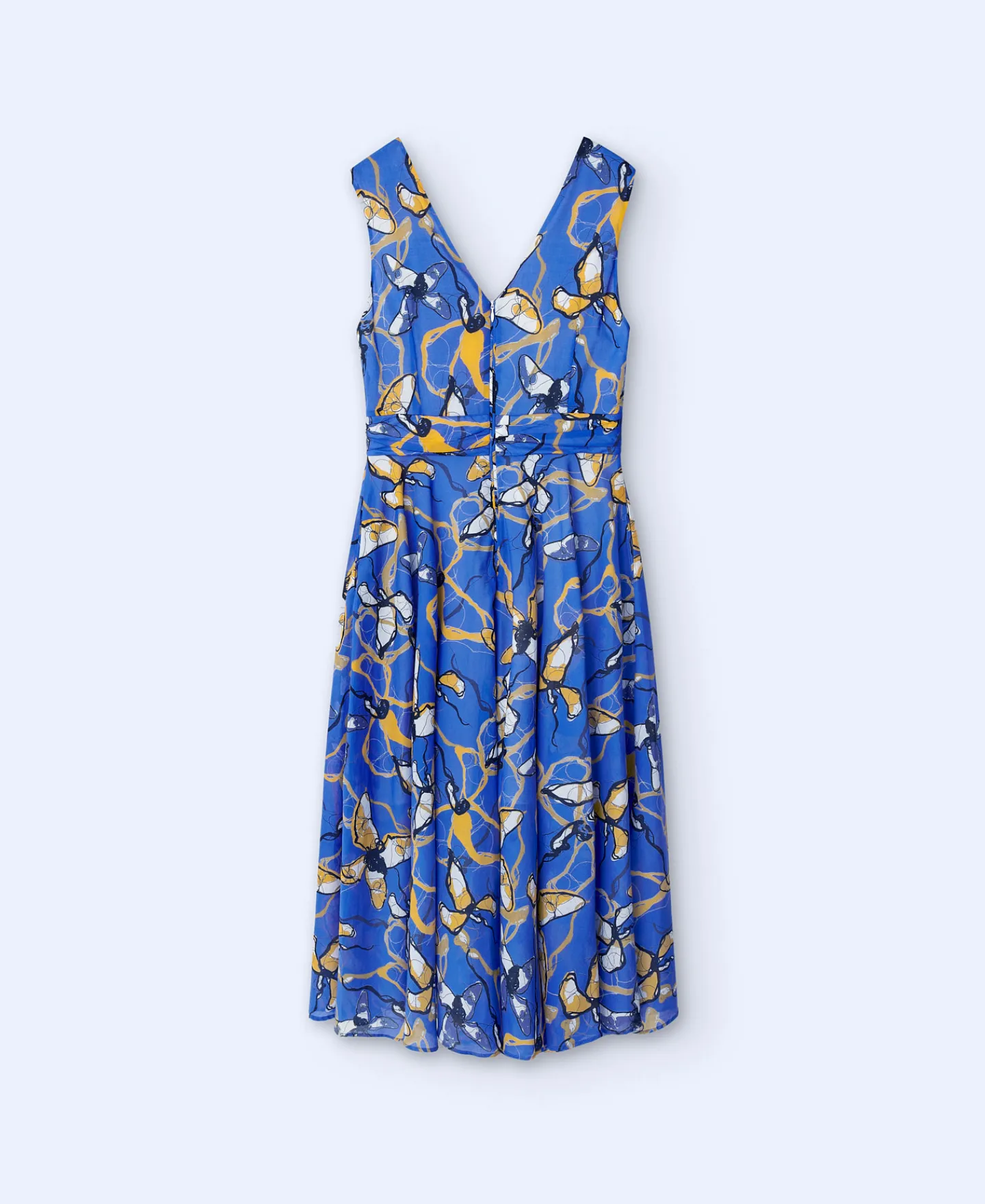 Adolfo Dominguez Vestidos Y Monos>Vestido Entallado En Voile De Algodon Azul Estampado