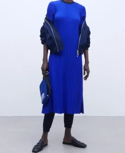 Adolfo Dominguez Vestidos Y Monos>Vestido Evase En Crinkle Azul