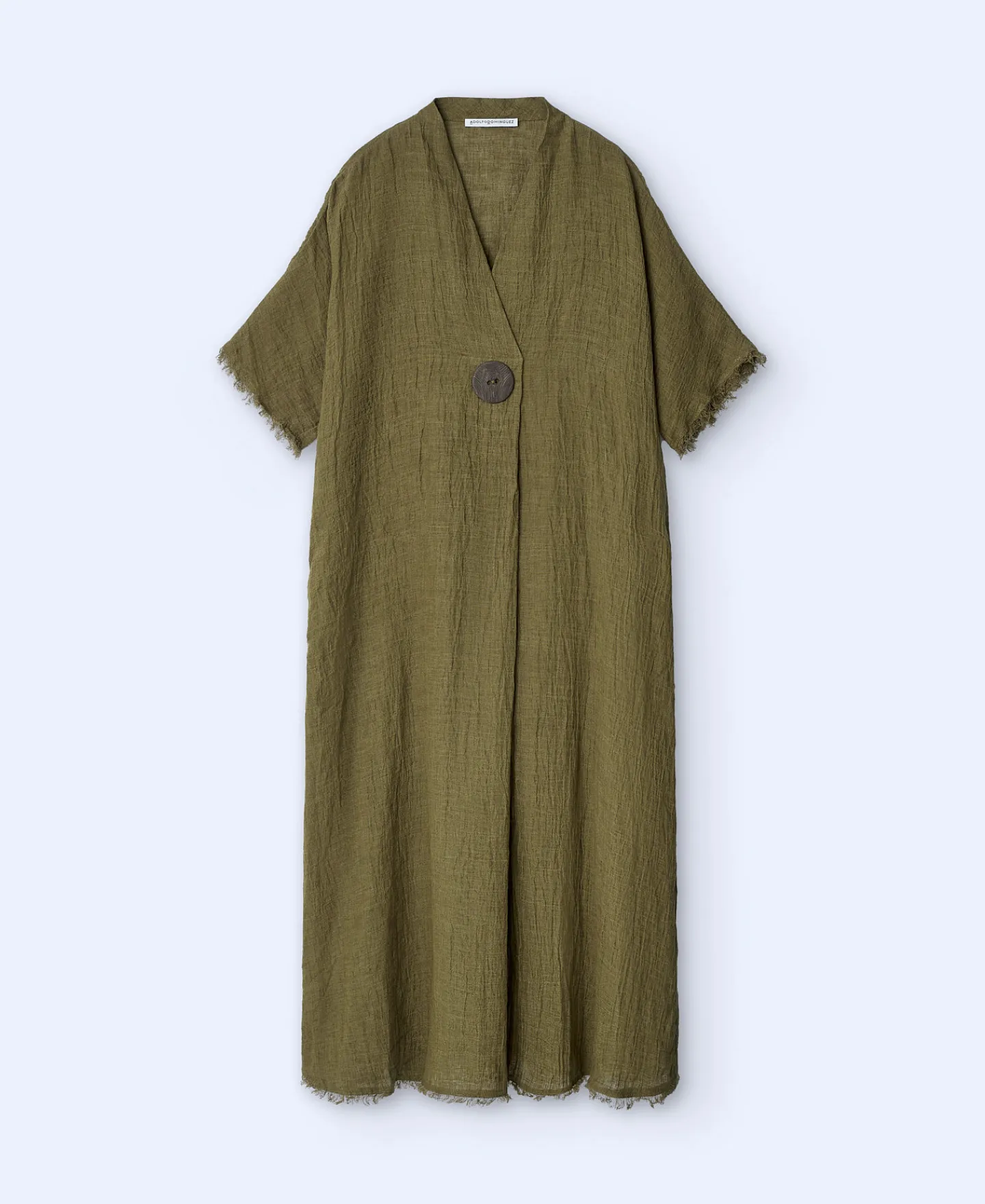 Adolfo Dominguez Vestidos Y Monos>Vestido Oversize Maxiboton En Lino Verde