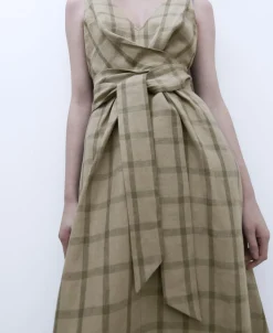 Adolfo Dominguez Vestidos Y Monos>Vestido Tirantes Estampado Cuadros Verde Cuadros